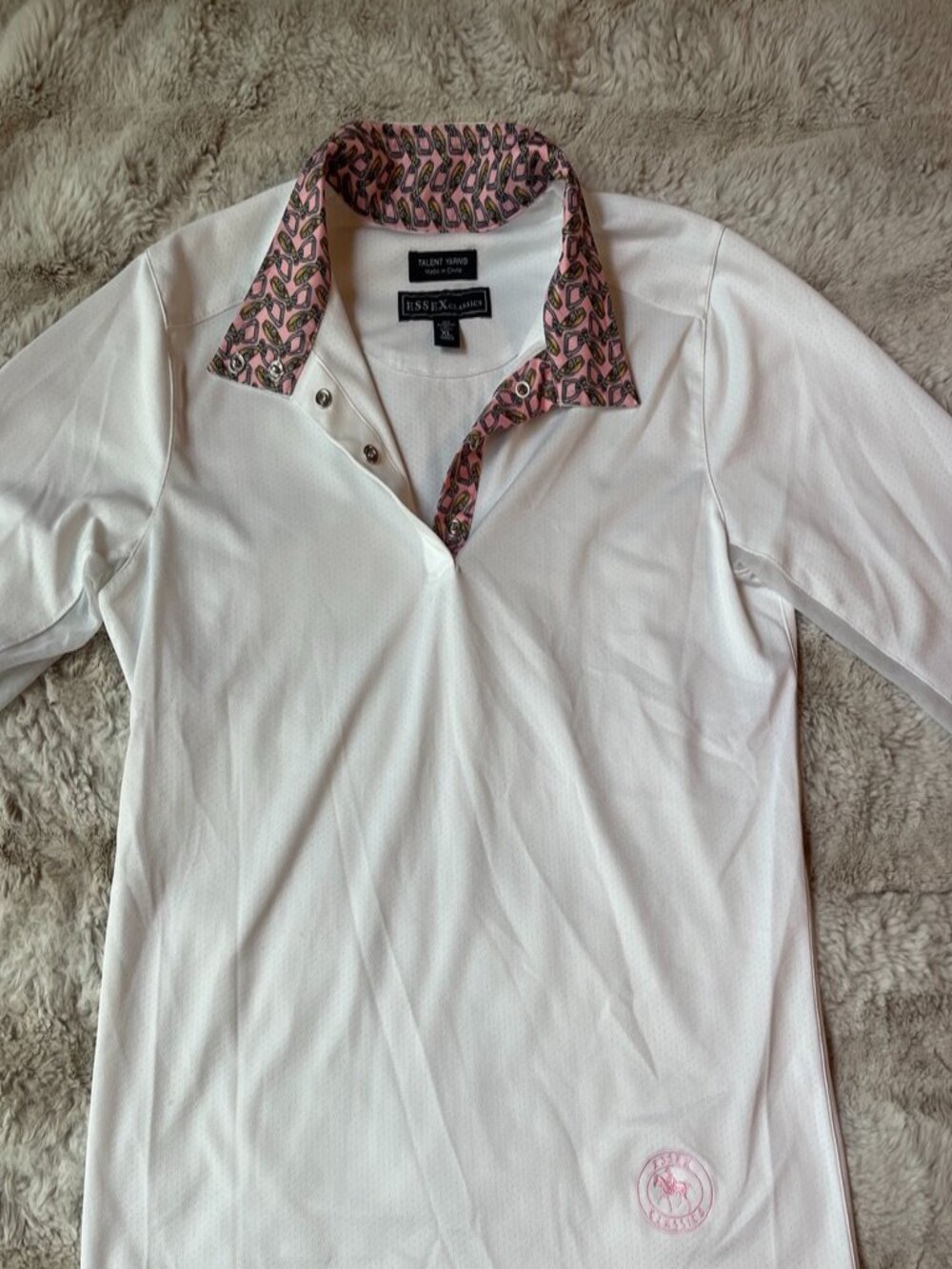 Essex Classics Talent Yarn Long Sleeve Girls Show Shirt L White Equestrian